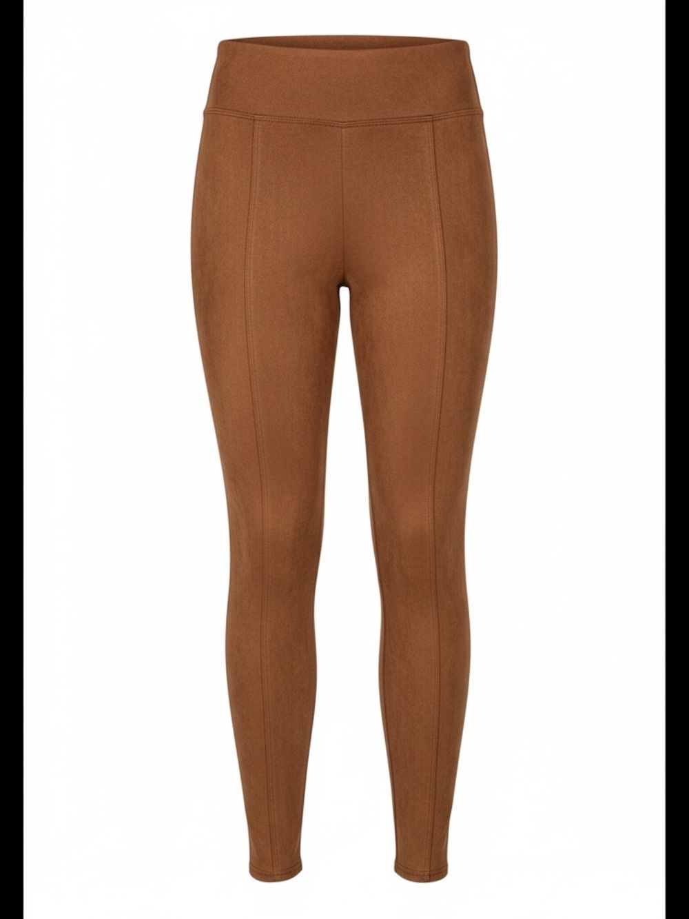 SPANX Ponte High-Waist Leggings — Brown Faux Suede
